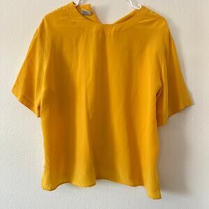 S.L.B. by Sunny Leigh Womens Silk Boxy Oversized Top Size L Sunflower Yellow 90s